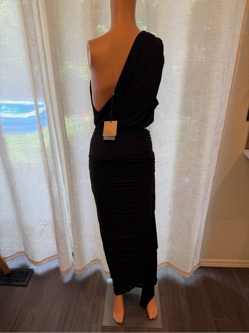 superdown Juliet Midi Dress in Black cutout draped ruched stretchy - Picture 6 of 7